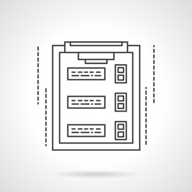 Pano düz çizgi vektör simgesindeki denetim listesi