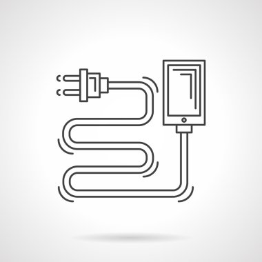 Şarj kablosu düz çizgi vektör simgesi