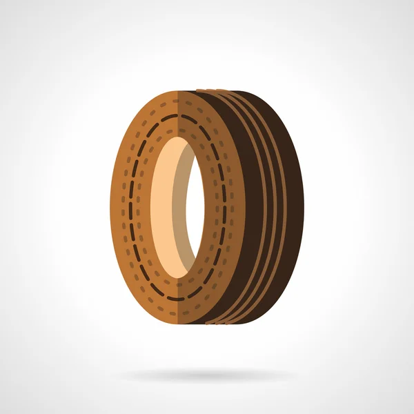 Brown wheel flat color design vector icon — 图库矢量图片