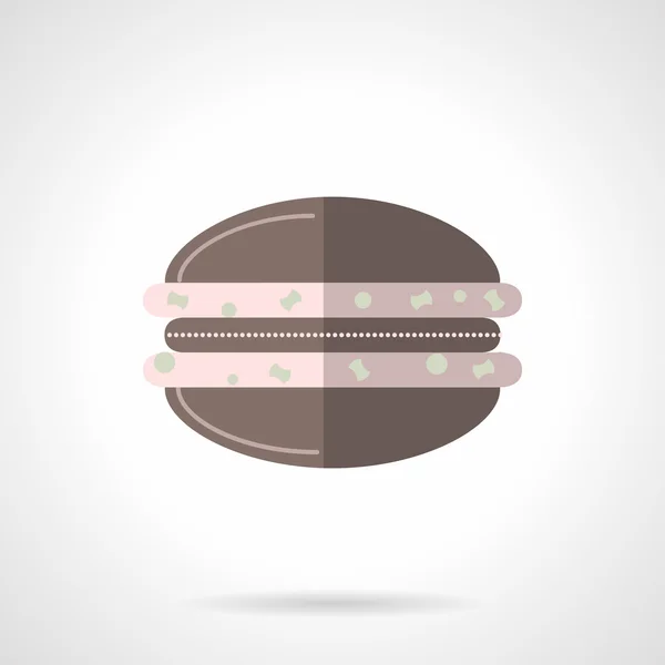 Chocolate macaroon flat color design vector icon — Wektor stockowy