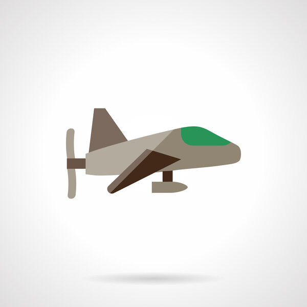 Airplane with propeller flat design vector icon
