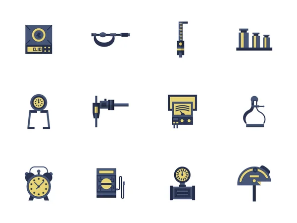 Dispositivos de medición de diseño de color plano iconos vectoriales — Vector de stock