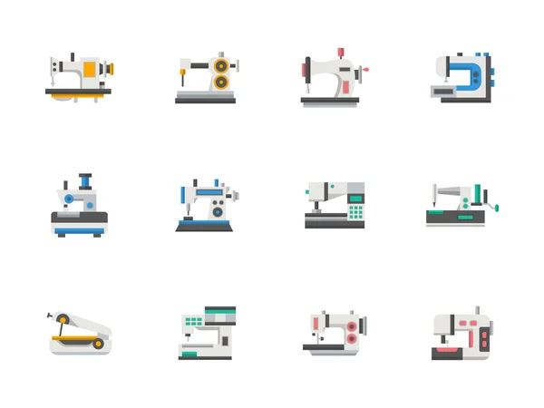 Design plano moderno ícones de vetor de equipamentos de costura — Vetor de Stock