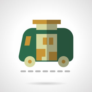 Yeşil kamp düz renk tasarım vektör simgesi