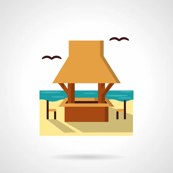 Seacoast café-bar plat kleur ontwerp vector pictogram — Stockvector