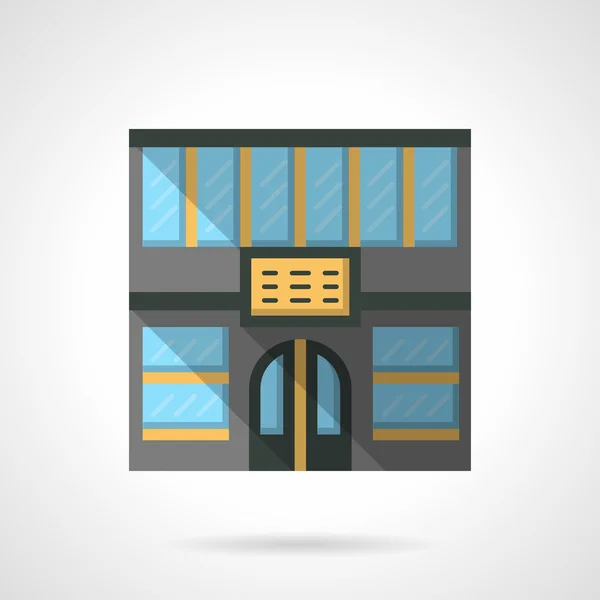 Hotel facade flat color design vector icon — Stock Vector