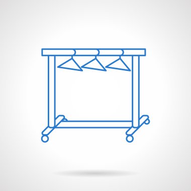 Elbise askısı raf mavi düz çizgi vektör simgesi