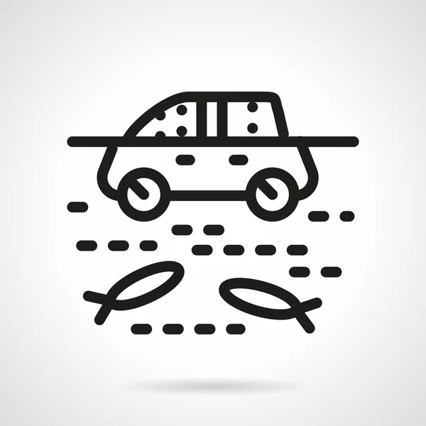 Automobile in water simple line vector icon — Stock Vector