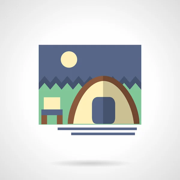 Forêt camping plat couleur conception vectoriel icône — Image vectorielle