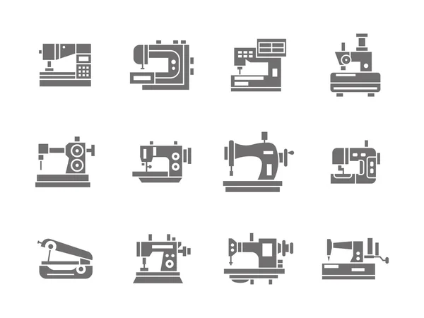 Sewing technology glyph style vector icons set — Stock Vector