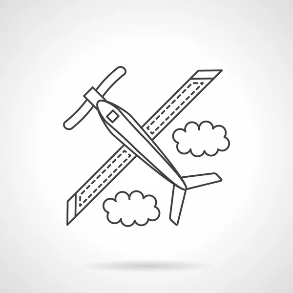 Airplane with propeller flat line vector icon — Stock Vector