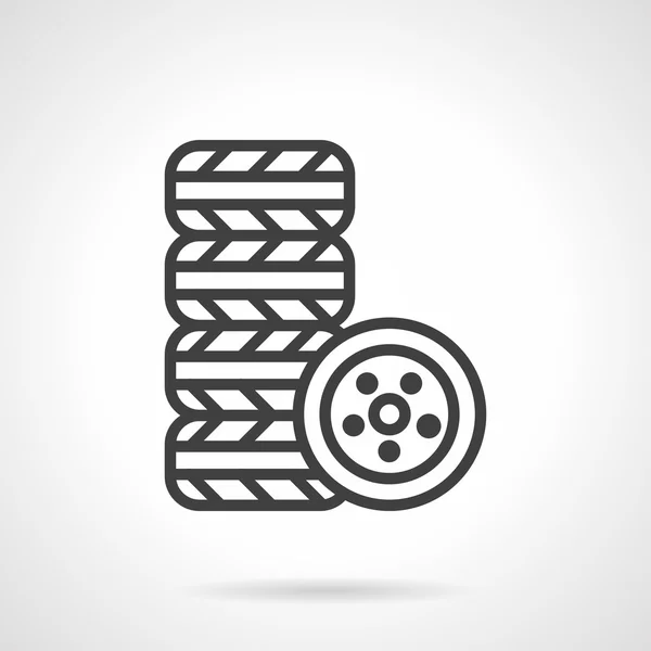 Neumáticos del automóvil kit negro línea vector icono — Archivo Imágenes Vectoriales
