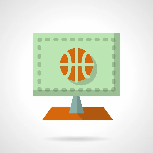 Baloncesto en línea de color plano icono de vectores — Archivo Imágenes Vectoriales