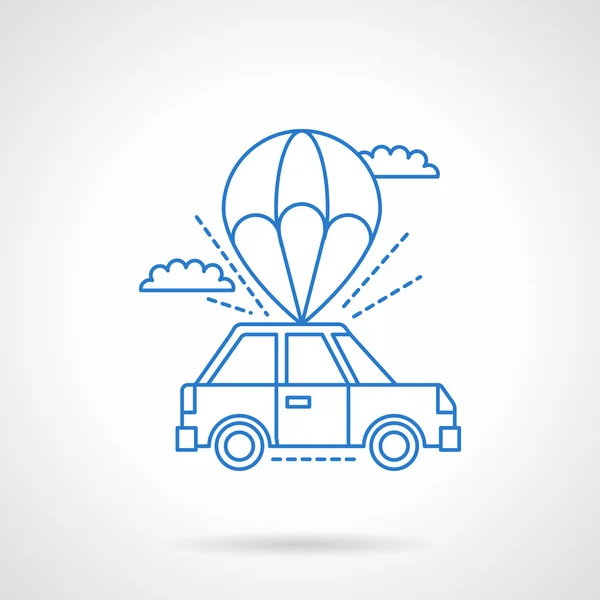 Parachute with car flat line vector icon — Stock Vector
