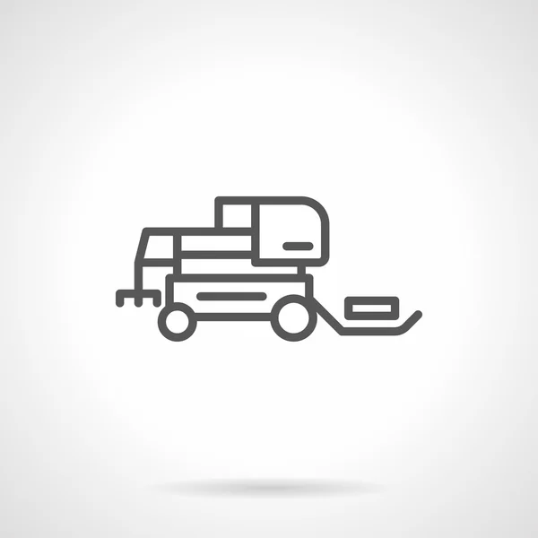 Hay tractor black line vector icon — Stock Vector