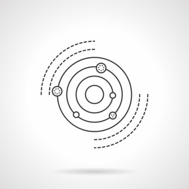 Güneş sistemi modeli düz çizgi vektör simgesi