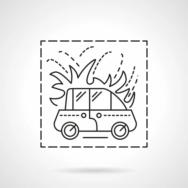 Car fire insurance flat line vector icon — Stock Vector