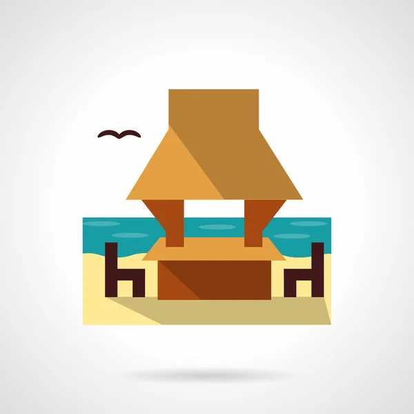 Beach gazebo flat color design vector icon — Stock Vector