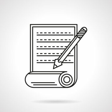 El yazması simgesi düz çizgi vektör simgesi