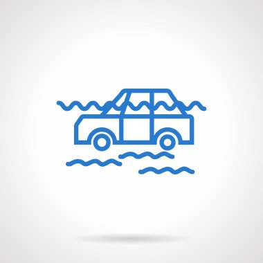 Araba sel sigorta mavi çizgi vektör simgesi