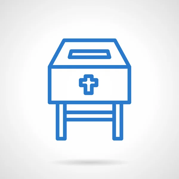 Caja de caridad azul línea vector icono — Vector de stock