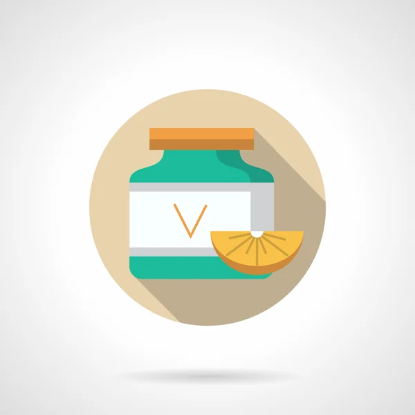 Vitamins supplement jar flat color vector icon — Stock Vector