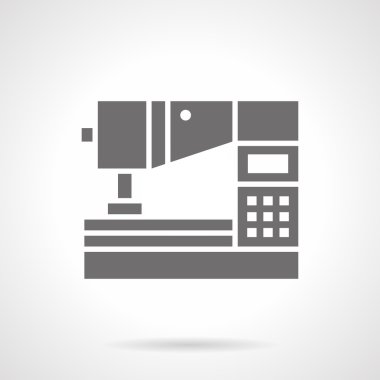 Bilgisayarlı dikiş makinesi glyph vektör simgesi