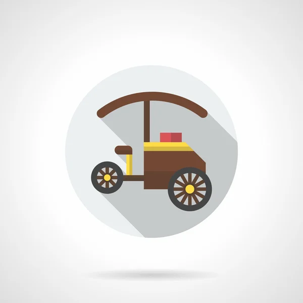 Tricycle shop flat color round vector icon — ストックベクタ