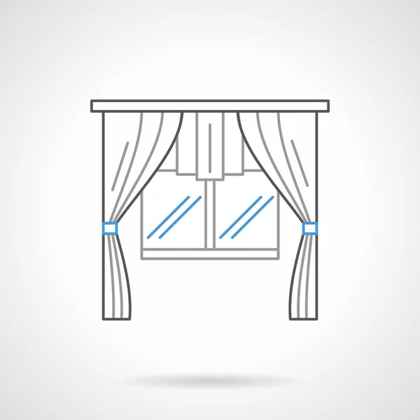 Window textile decor flat line vector icon — ストックベクタ