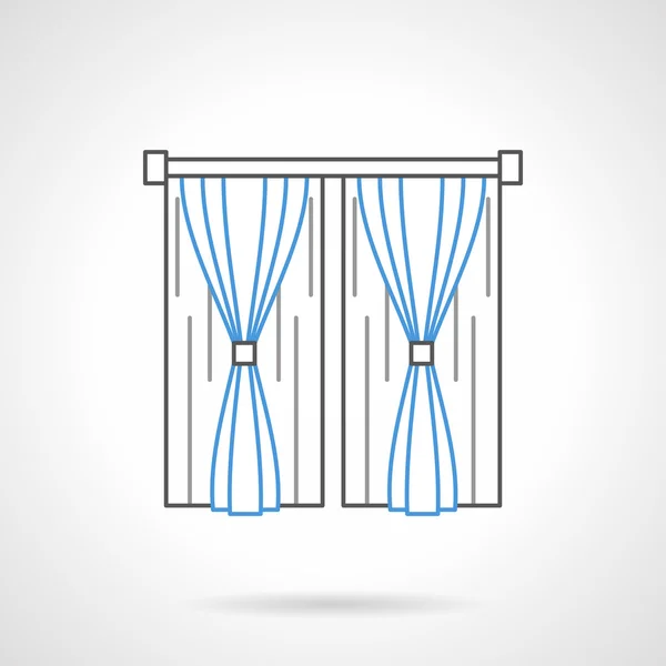 Dormitorio cortinas línea plana vector icono — Vector de stock
