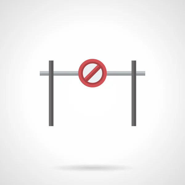 Stop barrier with sign flat color vector icon — Διανυσματικό Αρχείο
