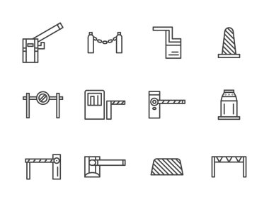 Engelleri siyah çizgi vektör simgeler kümesi