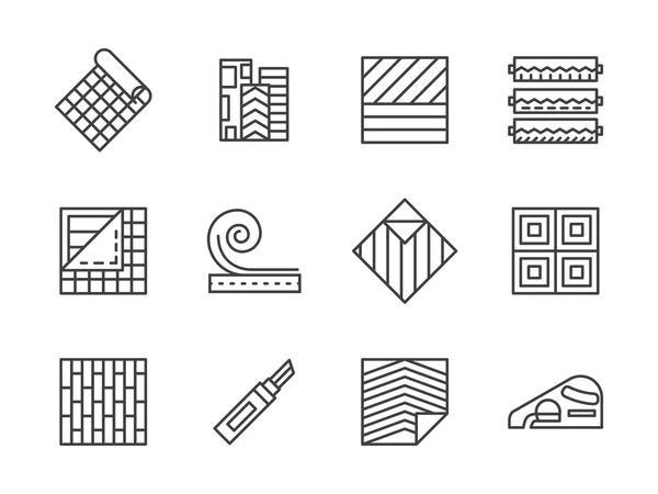 Linoleum Bodenbelag Black Line Vektor Icons Set — Stockvektor