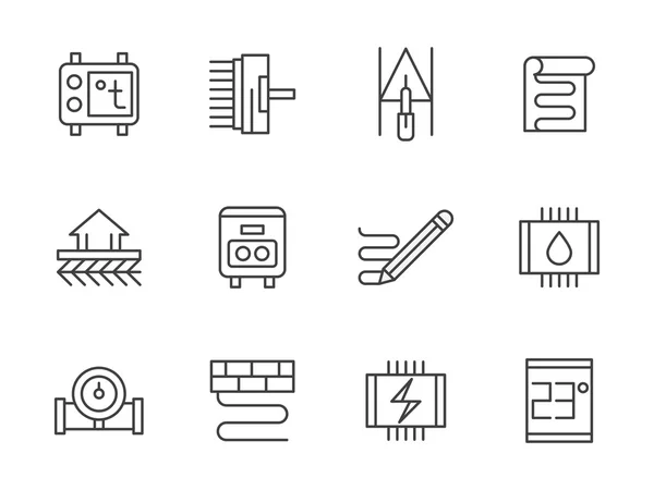 Ensemble d'icônes vectorielles de ligne noire de plancher chaud — Image vectorielle