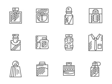 Mens koku siyah çizgi vektör Icons set