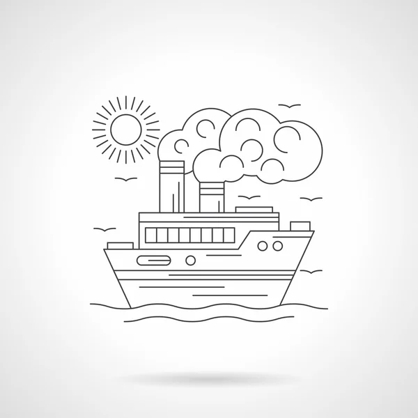 Steamship detailed line vector illustration — Stock Vector