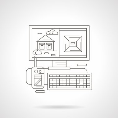 Özel güvenlik sistemi ayrıntılı satırı vektör simgesi