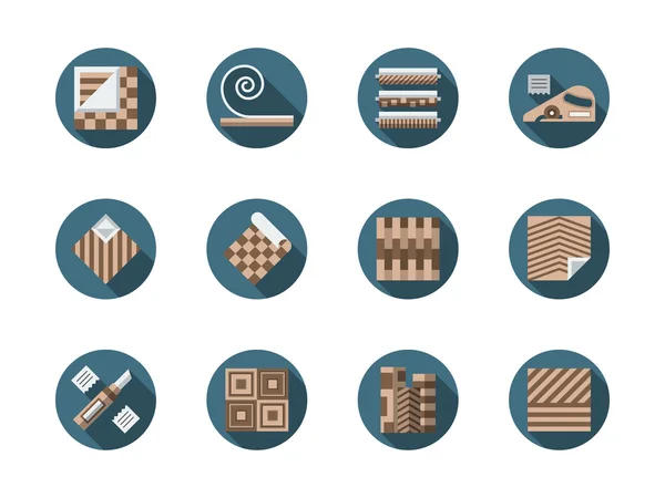 Linoleum winkel ronde platte vector icons set — Stockvector