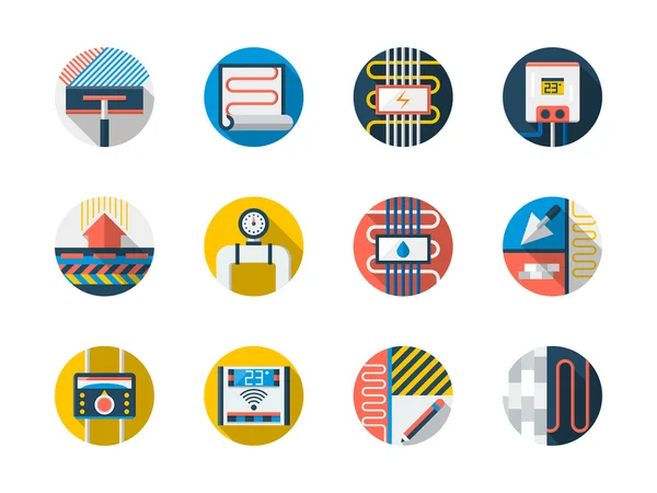 Conjunto de iconos de vectores planos redondos calentados — Vector de stock