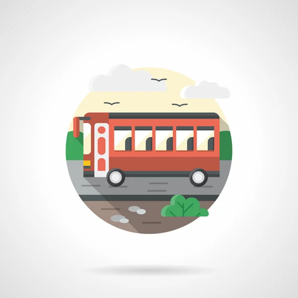 Roter Bus flache Farbe detailliertes Vektorsymbol — Stockvektor