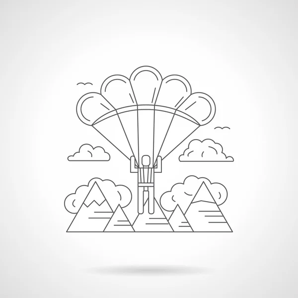 Paracaidismo en las montañas icono vectorial línea detallada — Vector de stock