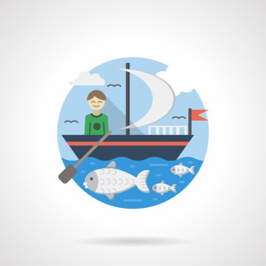 Çocuk yelken tekne renk detaylı vektör simgesine