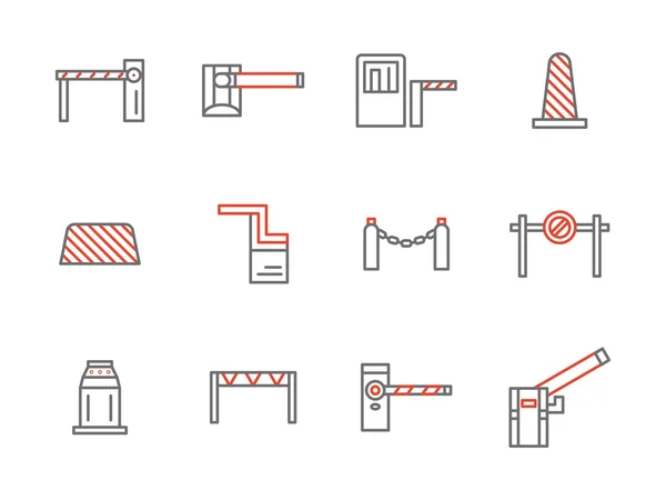 Barrières de trafic simples icônes vectorielles de ligne ensemble — Image vectorielle