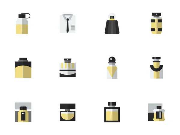 Conjunto de perfumes masculinos simples iconos de vector plano — Archivo Imágenes Vectoriales