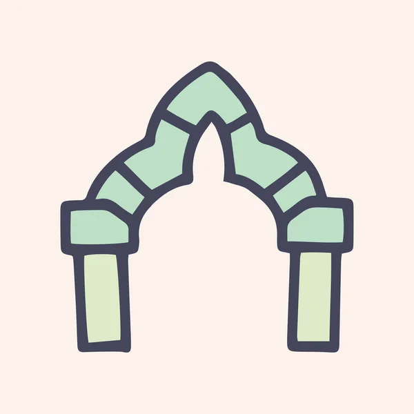 Pietra arco colore vettore doodle semplice icona — Vettoriale Stock