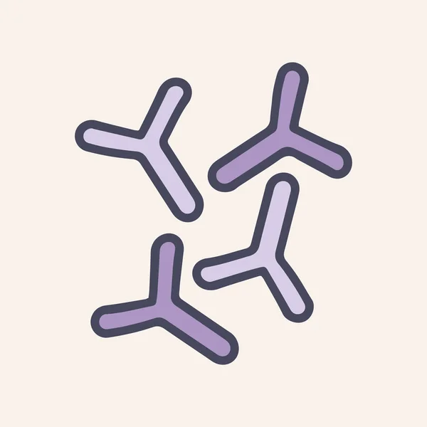 Bakterien Bifidobacterium Farbvektor Doodle-Icon-Design — Stockvektor