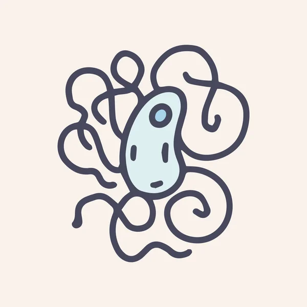 Bactéria salmonella cor vetor doodle ícone design —  Vetores de Stock