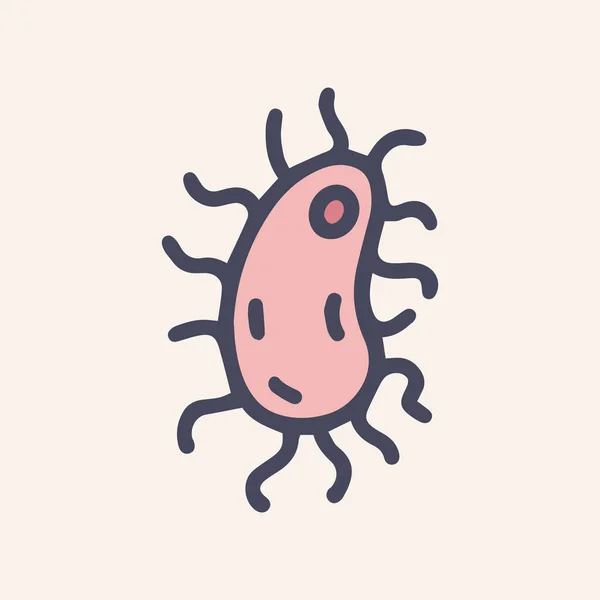 Ikon corat-coret vektor warna bakteria escherichia coli - Stok Vektor