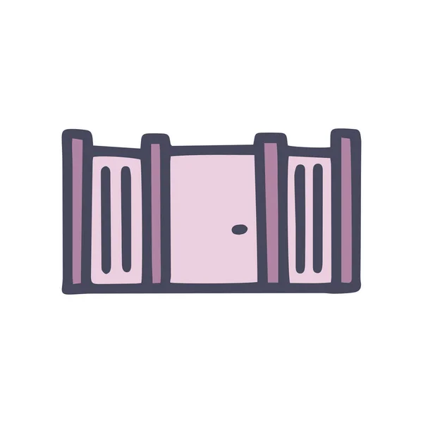 Clôture en fer avec portes couleur vecteur gribouille icône simple — Image vectorielle