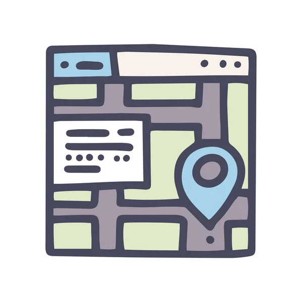 Vector de color garabato icono simple mapa en línea — Vector de stock